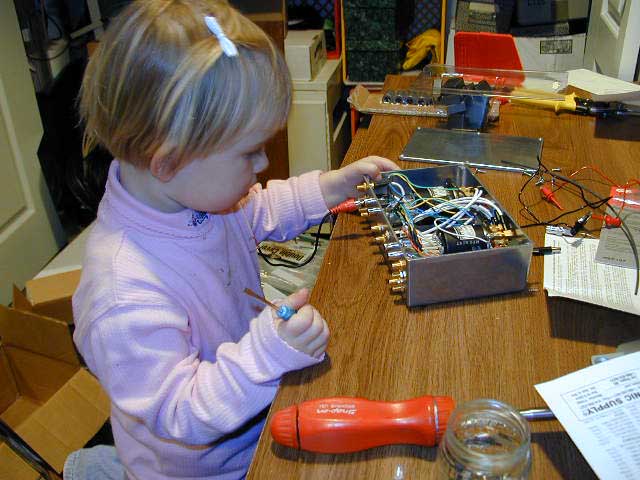 Patricia putting the final touches on the IF Switch before watching Barney...